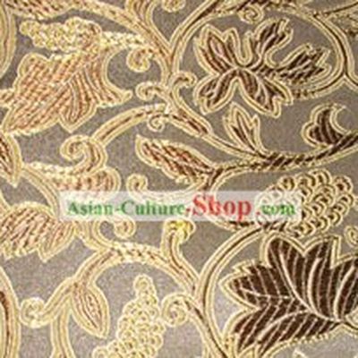 Brown Silk Fabric with Floral Pattern
