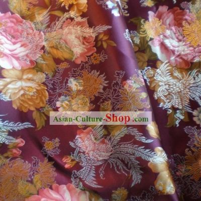 Phoenix and Flower Brocade Fabric