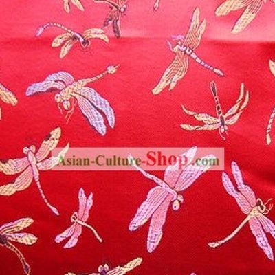 Chinese Traditional Brocade Fabric Dragonfly Pattern