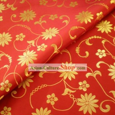 Golden Flower Brocade Fabric