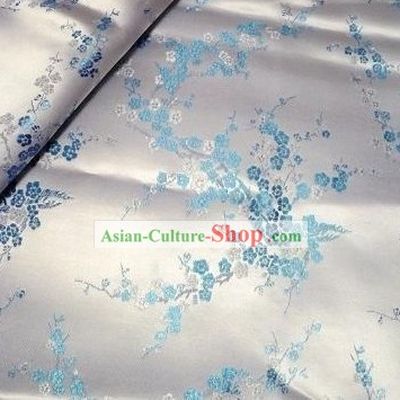White Plum Blossom Brocade Fabric