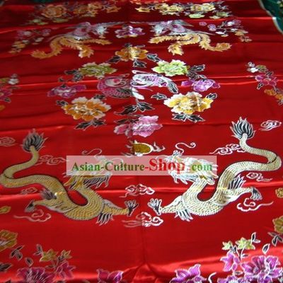 Chinese Traditional Dragon Phoenix Wedding Ducks Peony Quilt Cover