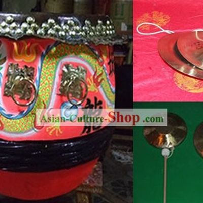 Dragon Dance Drum Drumsticks Cymbals and Gongs Instrument Set