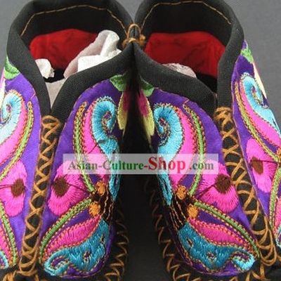Embroidered Miao Minority Baby Shoes Satin Shoes