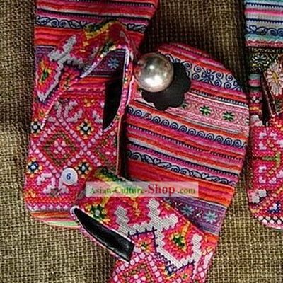 Chinese Handmade Embroidery Shoes of Miao Minority