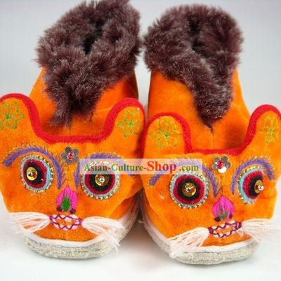 Kids Chinese Traditional Shoes Handmade Winter Tiger Shoes