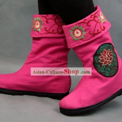 Chinese Embroidered Flower Cloth Boots