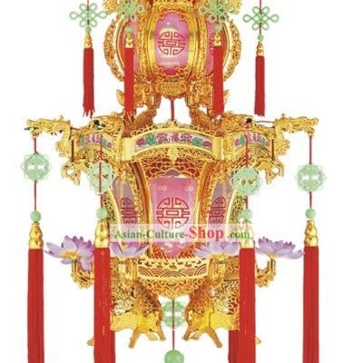 Chinese Classic Lotus and Jade Electric Palace Lantern