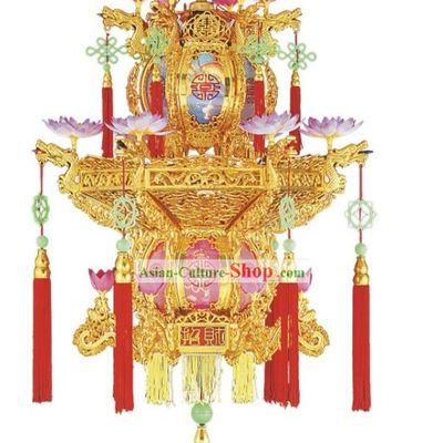 Chinese Classic Lotus and Jade Hanging Palace Lantern