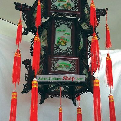 Chinese Oil Painting Palace Three Layers Ceiling Lantern