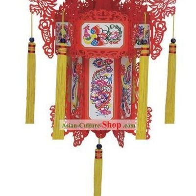 24 Inches Large Chinese Phoenix Papercut Palace Lantern Ornament