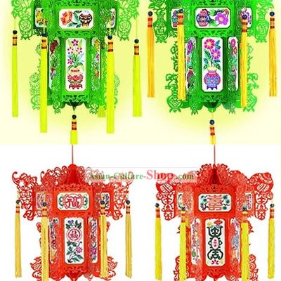 Happy New Year Chinese Paper Lanterns 4 Pieces Set