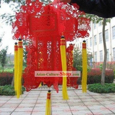 24 Inches Chinese Red Papercut Palace Large Lantern
