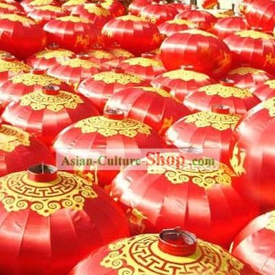 47 Inch Large Hanging Chinese Red Silk Lantern