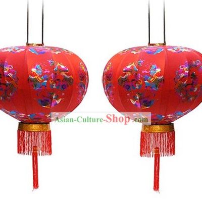 Chinese Ancient Palace Style Silk Lantern Pair