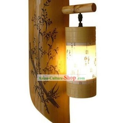 Chinese Hand Painted Plum Blossom Bamboo Wall Lantern