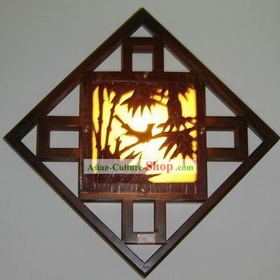 Chinese Hand Carved Bamboo Wall Lantern
