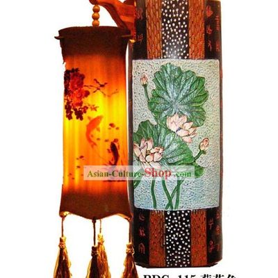 Chinese Hand Made Lotus and Fish Wall Lantern