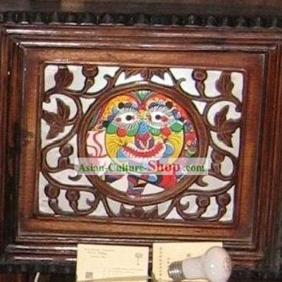 Chinese Antique Style Wooden Lion Dance Wall Lanterns