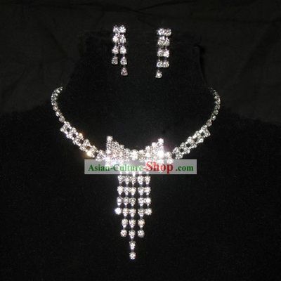Stunning Wedding Tie Design Necklace and Earrings Jewelry Set