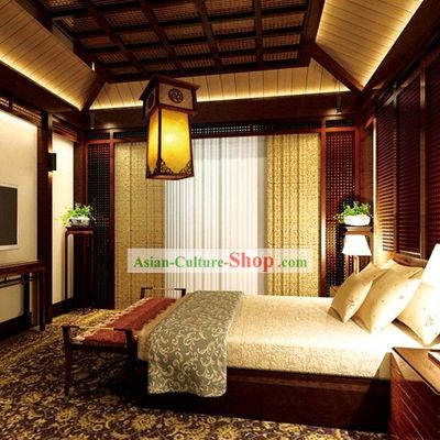 Chinese Hand Carved Wooden Ceiling Lantern