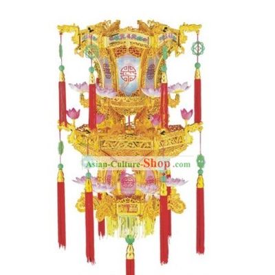 Chinese Three Layers Golden Electric Palace Lantern