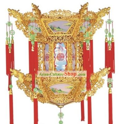 35 Inch Large Golden Dragon Chinese Palace Lantern