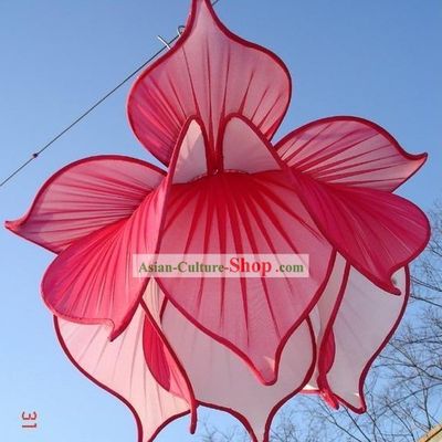 Large Red Silk Lotus Ceiling Lantern