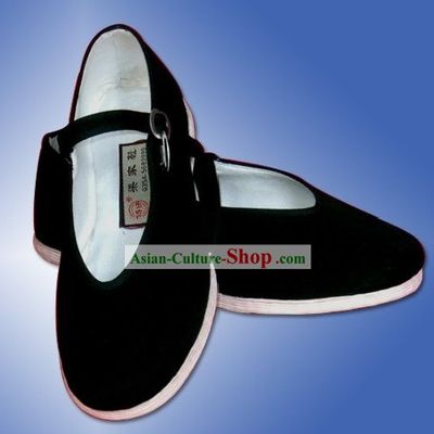 Chinese Traditional Handmade Mulan Black Cloth Shoes