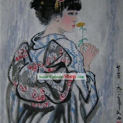 Traditional Japanese Painting Geisha by Liu Wenxi Geisha Art Paintings