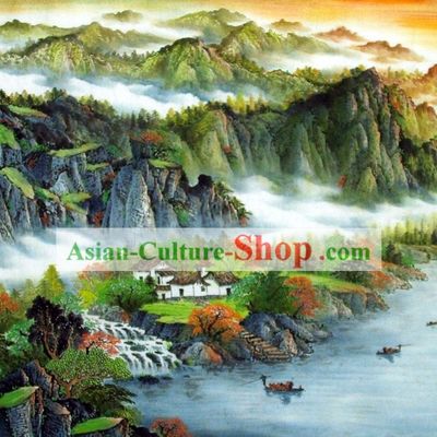 Traditional Chinese Sailboat Painting
