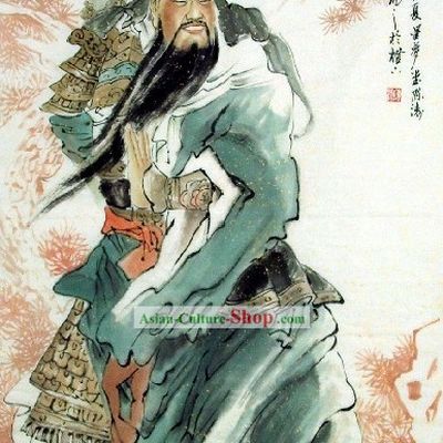 Traditional Chinese Figurine Painting - Guan Gong by Chen Tao