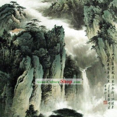 Traditional Chinese Hill Painting by Li Yifeng