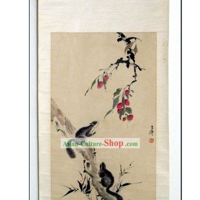 Traditional Chinese Painting - Double Squirrel by Wang Xuetao