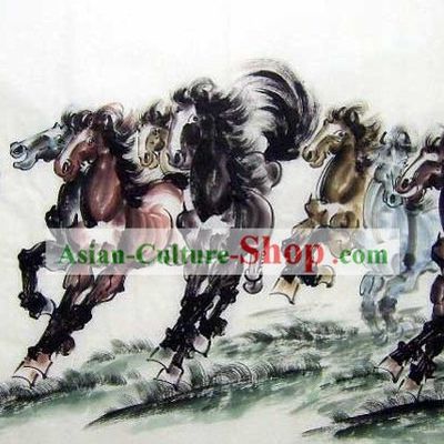 Traditional Chinese Watercolour Paintings - Running Horses