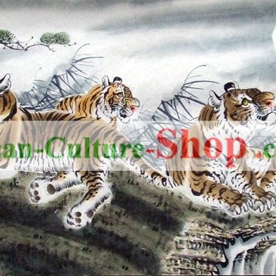 Traditional Chinese Tiger King Family Painting by Wang Yongchang