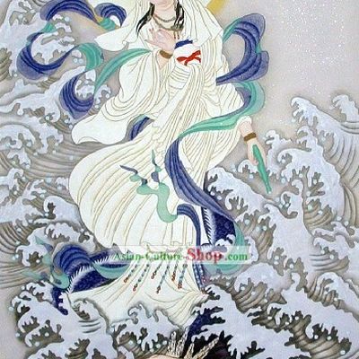 Traditional Chinese Painting - Kwan-yin and Dragon by Qing Shaoping
