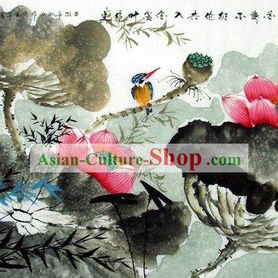 Traditional Chinese Lotus Painting by Liao Hongtian