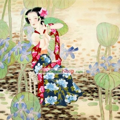 Traditional Chinese Girl Painting by Qin Shaoping