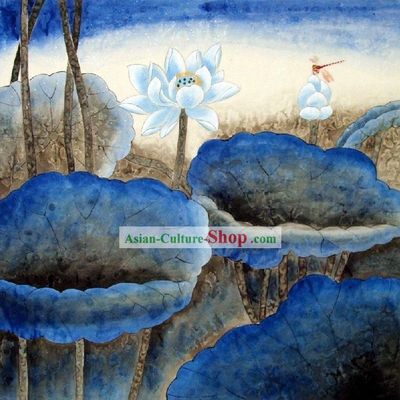 Traditional Chinese Lotus Painting by Qin Shaoping