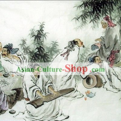 Traditional Chinese Ancient Men Painting by Zhou Siqi