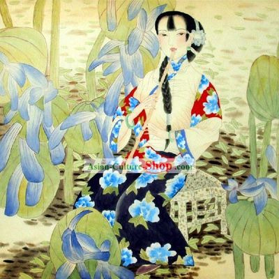 Chinese Painting of Woman by Qin Shaoping