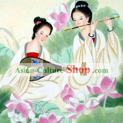 Traditional Chinese Painting - the Tang Painting by Liu Lanting