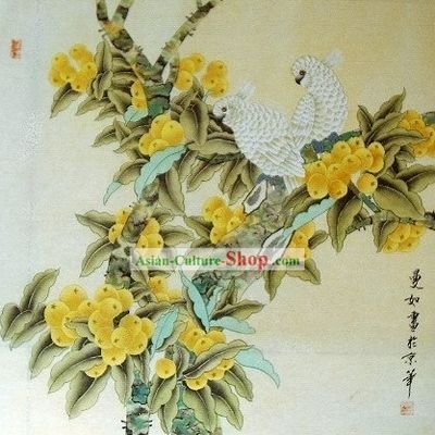 Traditional Japanese Parrot Painting by Si Manru