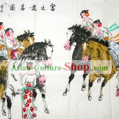 Traditional Chinese Palace Paintings - Lady Travelling by Li Song