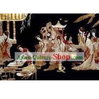 Large Ancient Chinese Dancer Painting Made of Wheat Stalk