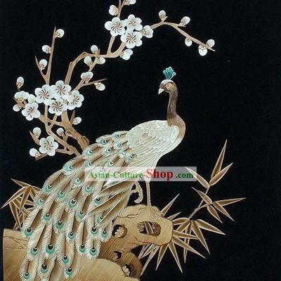 Chinese Handmade Wheat Painting - Peacock Queen