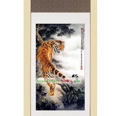 Traditional Chinese Silk Painting - Tiger Climbing