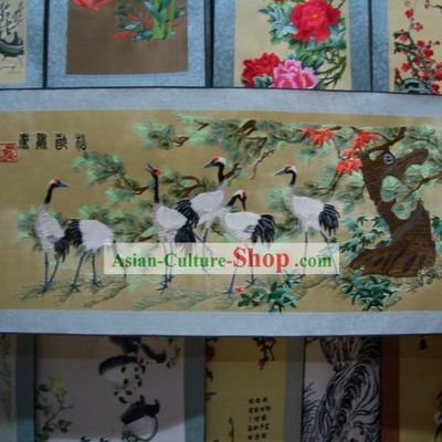 Chinese Silk Crane Painting