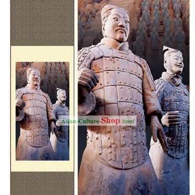 Chinese Silk Terra Cotta Warrior Painting